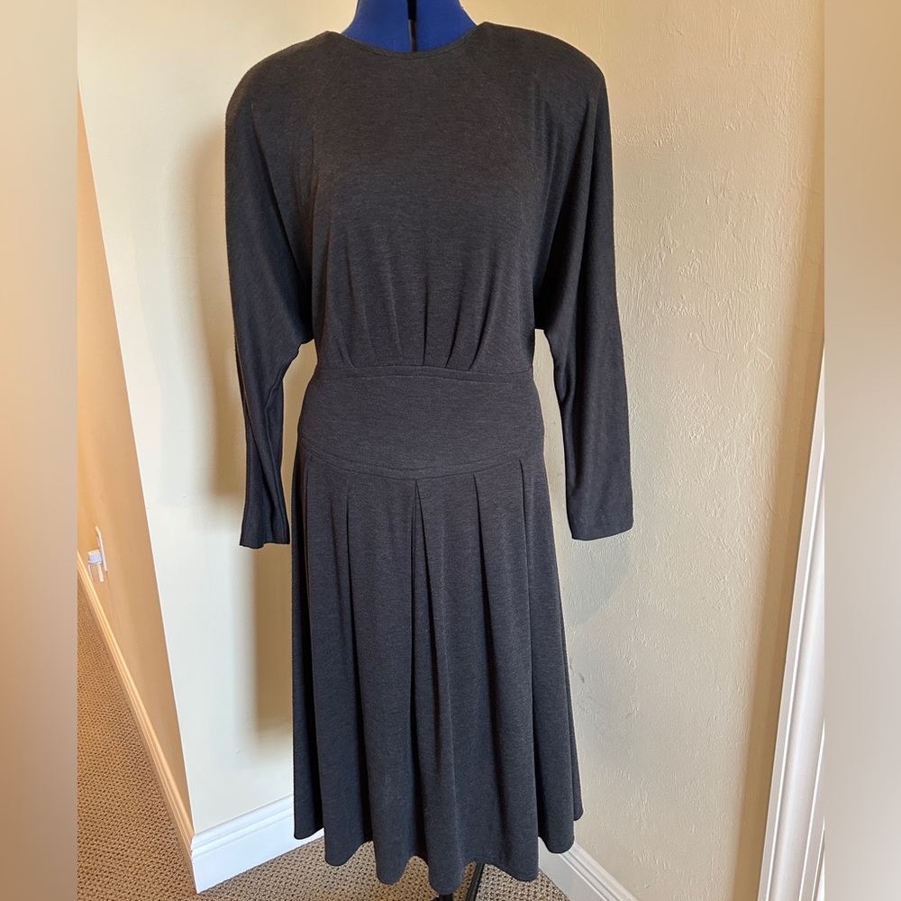Vintage Leslie Fay II  Dropped Waist Style Dark Gray Dress